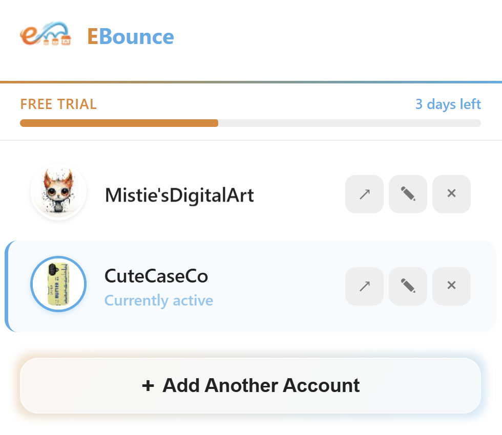 EBounce — switch between Etsy shops in one click